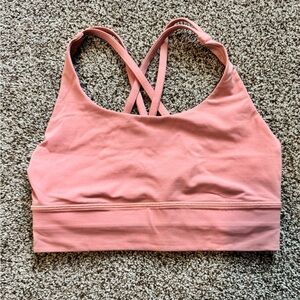 Lululemon Pink Energy Longline Sports Bra (B-D Cups) with Criss-Cross Straps